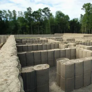 Barreira de madeira de madeira protetora para paredes de areia, caixa defensiva Hesco, resistente ao fogo galvanizado, barragem de arame soldado de geotêxtil