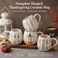 Mug en céramique de porcelaine de haute qualité, élégant, pas cher, en forme de citrouille de Thanksgiving, personnalisable, coloré, compatible lave-vaisselle, pour la rentrée scolaire