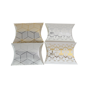 European Style Foil Stamping Paperboard Pillow Shape Recyclable <b>Small</b> Gift <b>Box</b> for Wedding Favors Anniversary Birthday Parties - Product Image 1