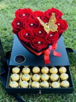 Boîte à Fleurs de Luxe Carrée avec Fenêtre Transparente, Boîte à Roses en Forme de Cœur à l'Intérieur, Boîte Cadeau de Saint-Valentin avec Tiroir et Ruban