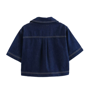 PB&ZA <span class=keywords><strong>Blusas</strong></span> de Mezclilla Casuales Holgadas de Moda Verano 2025 para Mujer, Camisas Vintage de Manga Corta, <span class=keywords><strong>Blusas</strong></span> Chic - Product Image 2