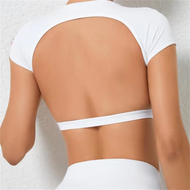 Customized Women's Gym Workout Crop Top Quick-Drying Nylon Active Wear Breathable and Loose Fit Yoga Top
