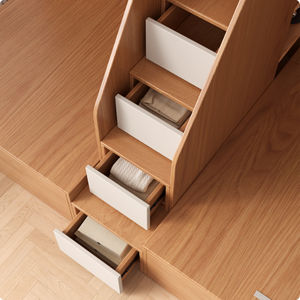 Letto a Castello Moderno a 3 Posti in Legno con Design Triplo e Spazio di Archiviazione per 3 Bambini e Camera da Letto - Product Image 4