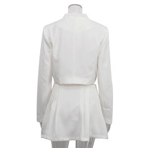 Enyami <span class=keywords><strong>Camisa</strong></span> de manga larga elegante personalizada <span class=keywords><strong>con</strong></span> minifaldas de cintura alta Traje blanco Delgado Conjunto de 2 piezas de oficina blanco femenino - Product Image 6