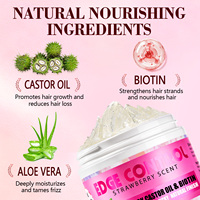 Gel Coiffant Fixation Extrême Sans Résidus à la Fraise pour Cheveux 4C, Personnalisable avec Logo, à la Biotine et Huile de Ricin, Favorisant la Croissance, Marque Privée