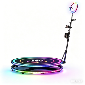 Plataforma Redonda Portátil de Metal para Stand de Exhibición <span class=keywords><strong>360</strong></span> °   Cabina de Fotos Giratoria Automática para Bodas, Fiestas, Cumpleaños y Eventos - Product Image 1
