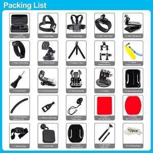 Kit d'accessoires pour caméra d'action 50-en-1 pour <span class=keywords><strong>GoPro</strong></span> <span class=keywords><strong>Hero</strong></span> 13 12 <span class=keywords><strong>11</strong></span> 10 DJI Osmo 6 Insta360 Ace Pro3, support de poitrine, sangle de tête, étui de transport - Product Image 2