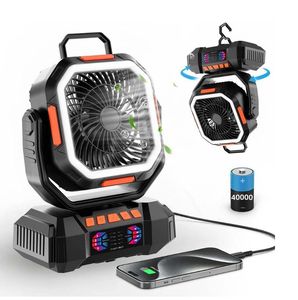 Ventilateur <span class=keywords><strong>de</strong></span> camping rechargeable 40000mAh avec batterie externe LED, crochet <span class=keywords><strong>de</strong></span> main, ventilateur <span class=keywords><strong>de</strong></span> table portable pour l'extérieur, pour tente, voyage en voiture - Product Image 1