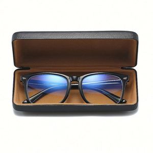 Étui à lunettes en cuir litchi durable avec logo personnalisé, boîte de rangement carrée en métal pour lunettes, étui rigide en PU pour lunettes de soleil - Product Image 3