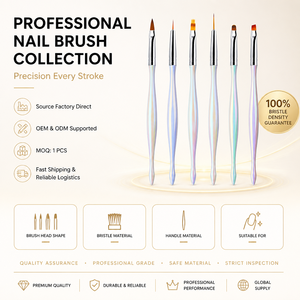 6Pcs Aurora Iridescent Nail Art Brush Kit for Gel Painting Liner Carving Salon Manicure - Product Image 1