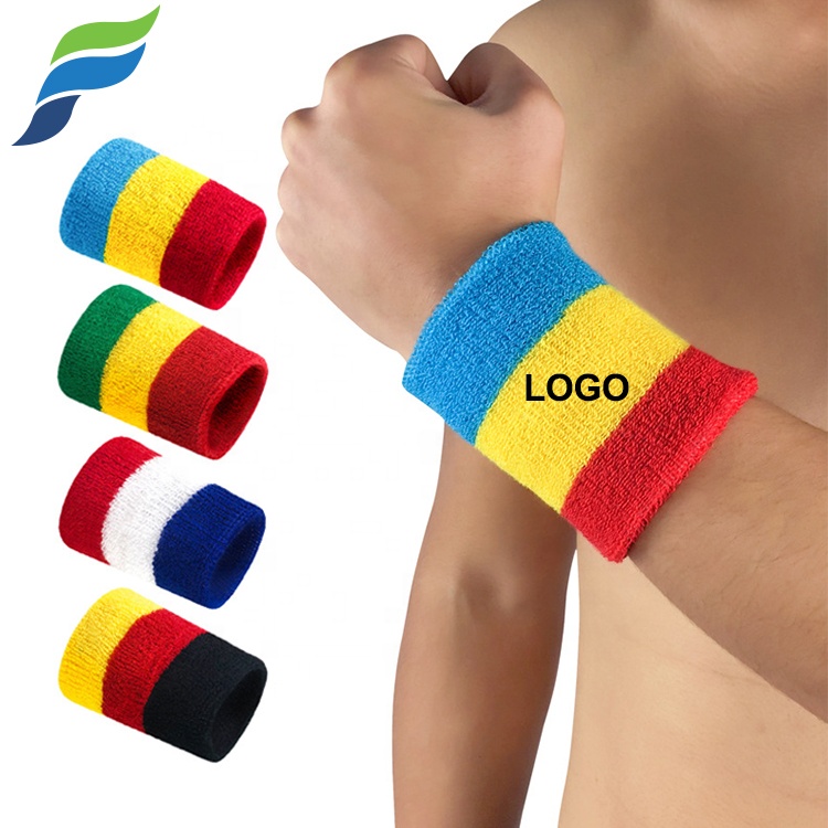 Groothandel Custom Handdoek Zweet Bands Wrist Rainbow Polsband Zweetband Sport