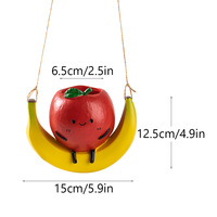 Pot gantung buah kartun lucu, pot gantung buah kartun lucu dengan desain apel dan oranye untuk dekorasi taman dan tanaman sukulen