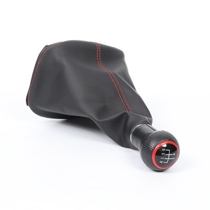 Pommeau de levier de vitesse en cuir, 5 ou 6 vitesses, anneau rouge, pour Bora Golf 4, conception ergonomique - Product Image 4