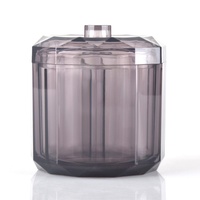 Caja de Almacenamiento Cilíndrica para Extensiones de Pestañas, Organizador Acrílico con Compartimentos para Hisopos, Tapa Transparente Negra Premium, Herramienta para Pestañas