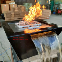 Brasero de piscine extérieur 2026 avec fontaine d'eau en acier inoxydable et chauffage au gaz naturel