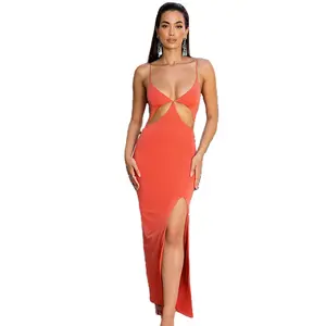 DiZNEW Wholesale Halter Backless Bandage Casual Dresses Ladies Causal Dress Girl Sheath Dress