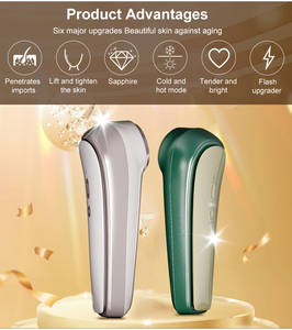 Appareil multifonctionnel électrique chaud/froid pour le visage, portable, saphir lumineux, raffermissant, resserrant les pores, rajeunissement par photons pour usage domestique - Product Image 6