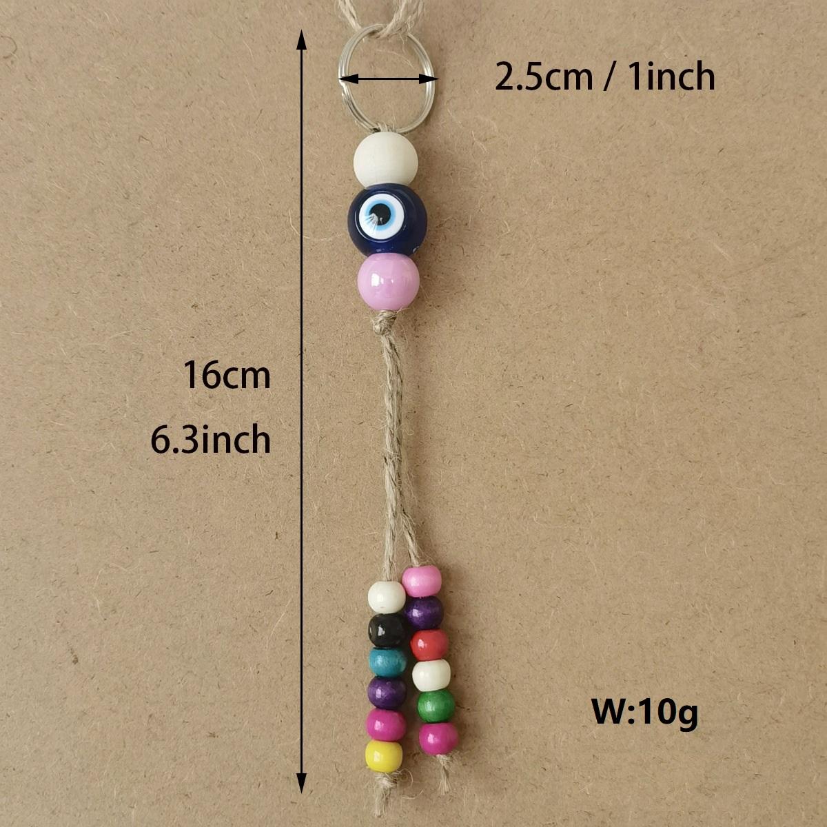 Blue eyed keychain (colored beads randomly)
