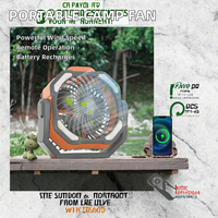 Ventilateur de camping avec batterie rechargeable 20000mAh, lanterne LED, télécommande et fonction minuterie pour voiture, camping-car et utilisation en extérieur