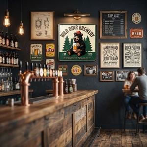 Panneau Métallique Doré Gaufré de la Brasserie Wanfeng Wild Bear, 100% Aluminium Anti-Rouille, Robuste, Résistant aux Intempéries, Décoration Vintage pour Bière - Product Image 6