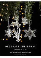 Ensemble d'ornements de Noël en acrylique transparent - Flocons de neige, rennes, anges, pendentifs suspendus pour la décoration de l'arbre de Noël