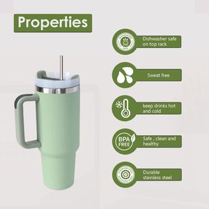 Mug de voyage H2.0 personnalisé avec logo, 30/40 oz, en acier inoxydable, avec poignée et paille, pour l'extérieur - Product Image 3