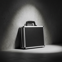 Valise rigide en aluminium noir, mallette et boîte à outils durables, organisateur portable pour le transport d'objets