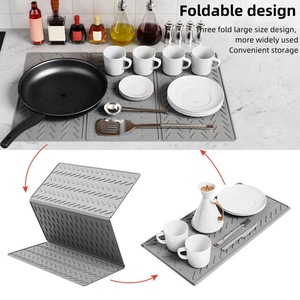 Tapete Escurridor de Platos de Silicona Plegable, Tapete de Secado Plegable en Tres Partes, Tapete Duradero para Secar Platos en la Encimera de la Cocina - Product Image 3