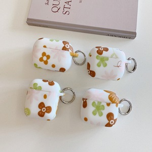 AP028 Fleur brune imprimée en silicone avec pendentif fleur adaptée aux <span class=keywords><strong>AirPods</strong></span> Étui de protection 2/3/1/4 génération pour <span class=keywords><strong>AirPods</strong></span> <span class=keywords><strong>Pro</strong></span> - Product Image 2