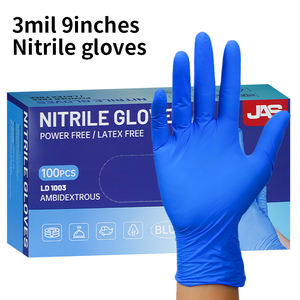 Gants en nitrile jetables bleus sans poudre 3mil usage industriel transformation alimentaire imperméables et résistants à l'huile 100 pièces 1 boîte - Product Image 1