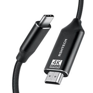 <span class=keywords><strong>RSHTECH</strong></span> 1.8M/3M 6ft/10ft USB C vers câble HDTV 4K type-c vers HDMI cordon mince USBC vers HD câble mâle pour PC moniteur TV projecteur - Product Image 1