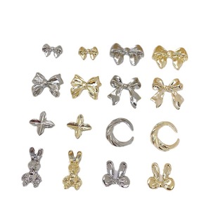 Nuevo Estilo, Venta al por Mayor, 10 Piezas/Bolsa, Adornos de Uñas con Forma de Mariposa, Lazo, Luna y Conejo, Aleación Dorada y Plateada, Accesorios de Uñas de Lujo - Product Image 4