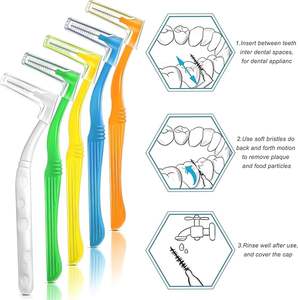 Brosses d'angle interdentaires réutilisables de 5 tailles usage domestique soins bucco-dentaires fonction de nettoyage de la tête de soie dentaire accolades alternatives brosses à dents - Product Image 3