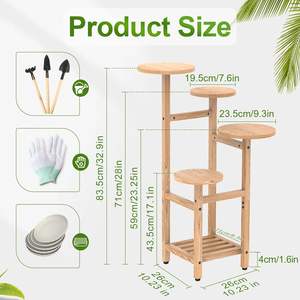 Support de <span class=keywords><strong>plante</strong></span> en bois à 5 couches avec support de pot de fleurs, adapté à la fenêtre de salon d'exposition multi-plantes en plein air, terrasse de jardin - Product Image 6