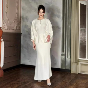 Abbigliamento da donna primavera autunno nuovo <span class=keywords><strong>abito</strong></span> <span class=keywords><strong>a</strong></span> manica <span class=keywords><strong>a</strong></span> lanterna <span class=keywords><strong>con</strong></span> temperamento largo da donna <span class=keywords><strong>maniche</strong></span> <span class=keywords><strong>a</strong></span> <span class=keywords><strong>pipistrello</strong></span> gonna lunga in due pezzi set da donna - Product Image 1