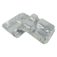 Barquette alimentaire rectangulaire jetable en aluminium de 800 ml à 4 compartiments avec couvercle pour barbecue, cuisson et emballage à emporter