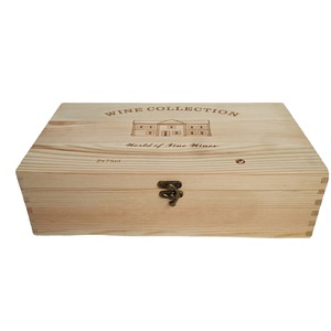 Boîte à vin en bois personnalisée pour deux bouteilles de 250 ml, emballage cadeau rectangulaire pour boissons alcoolisées, joints à mortaise et tenon - Product Image 5
