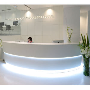 Corians แผนกต้อนรับโค้งสีขาวแผนกต้อนรับส่วนหน้าสำนักงานแผนกต้อนรับส่วนหน้าทรงโค้ง - Product Image 2