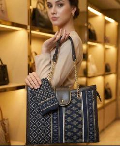 Z Black Bohemian Indigo Geometric Durable Lightweight Print Waterproof Eco-Friendly Canvas PU Leather <b>Square</b> Crossbody Purse - Product Image 3