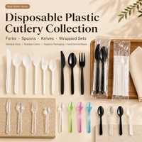 Ensemble de vaisselle jetable en plastique durable, couteau, cuillère, fourchette en plastique, couverts jetables pour la restauration, les services de livraison de repas