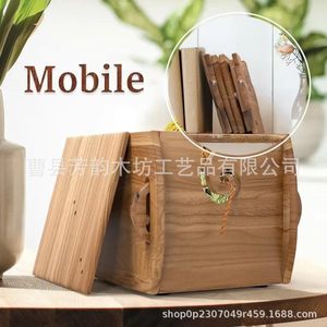 Solid Wood Yarn Bowl Square With Lid Durable Storage For Yarn Balls Knitting Tools <b>Crochet</b> <b>Hooks</b> - Product Image 2