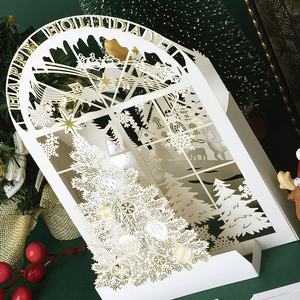 Bán Buôn Giáng Sinh Pop up Thiệp Chúc Mừng Với Phong Bì Mới Sáng Tạo 3D Giáng Sinh Vui Vẻ Thẻ Kỳ Nghỉ <span class=keywords><strong>Handmade</strong></span> Hot Bạc Thẻ - Product Image 1