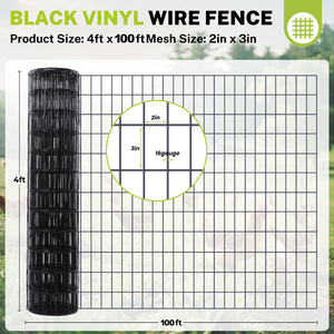 48INCHX100FT Roll High Quality 16GA 1.6mm 2"x3"<b>Mesh</b> Black PVC Coated Welded <b>Mesh</b> <b>Wire</b> Fencing for Pet Animal Cage - Product Image 2