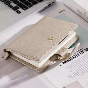 Carnet A6 en cuir PU à pages fixes rechargeables avec motif litchi, couverture de classeur de poche haut de gamme uniquement - Product Image 2