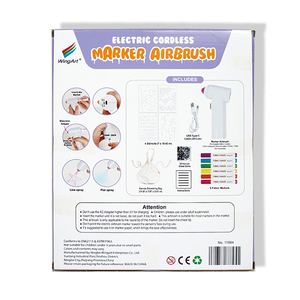 Kit de bricolage pour enfants marqueur de pulvérisation rechargeable aérographe tissu marqueur stylo ensemble avec 4 pochoirs et sac à cordon - Product Image 6