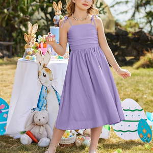 Vestido de Verano para Niñas 2026, Nuevo Modelo, Vestido con Tirantes <span class=keywords><strong>y</strong></span> Lazo, Casual, Sin Mangas, con Volantes, para Fiestas de Cumpleaños - Product Image 5
