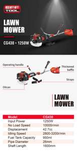 EFFTOOL outil de jardin désherbage machine coupe-herbe tondeuse de terrain <span class=keywords><strong>spader</strong></span> tondeuse à gazon essence mélange d'huile à deux temps CG430 - Product Image 2