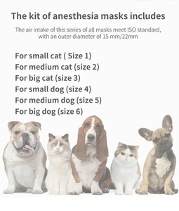 Masker anestesi hewan, terapi oksigen anjing atau kucing dengan diafragma - Product Image 3
