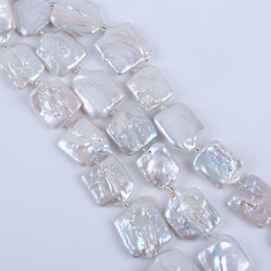 Perles d'eau douce baroques carrées Zhuji Pearl 18-20 mm, blanches naturelles, perles en vrac pour la fabrication de bijoux DIY - Product Image 3