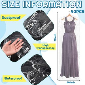 Sacs de nettoyage à sec en plastique transparent, housse anti-poussière pour robes de mariée, robes, manteaux, uniformes, blanchisserie - Product Image 2